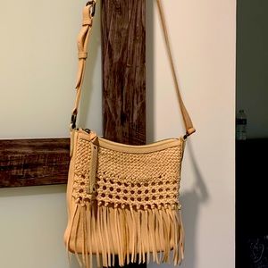 Frye - Leather woven Fringe Swing Crossbody